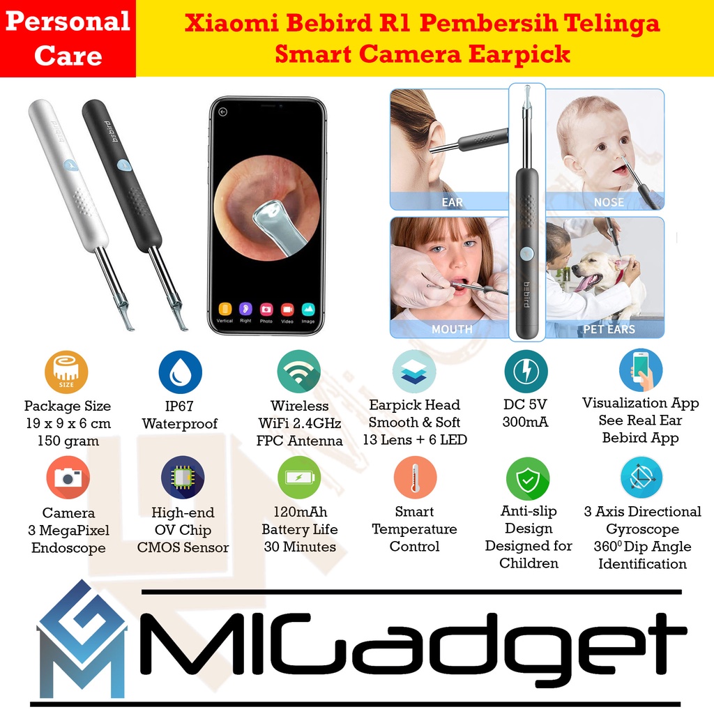 Bebird R1 R 1 Smart Visual Earpick Kamera Pembersih Telinga