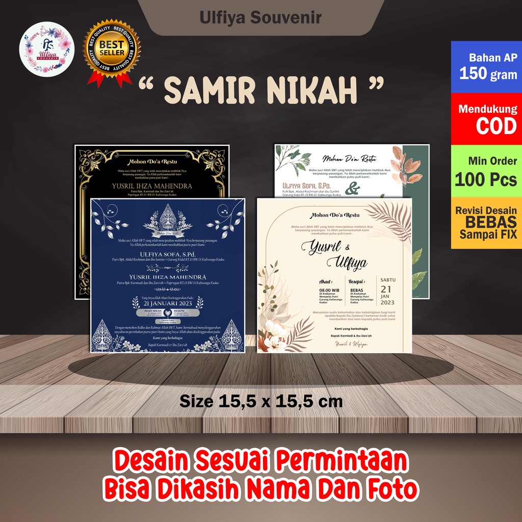 Kertas Ucapan Tutup Berkat Nasi Kotak / Samir Pernikahan Wedding, Khitan, Aqiqah Custom