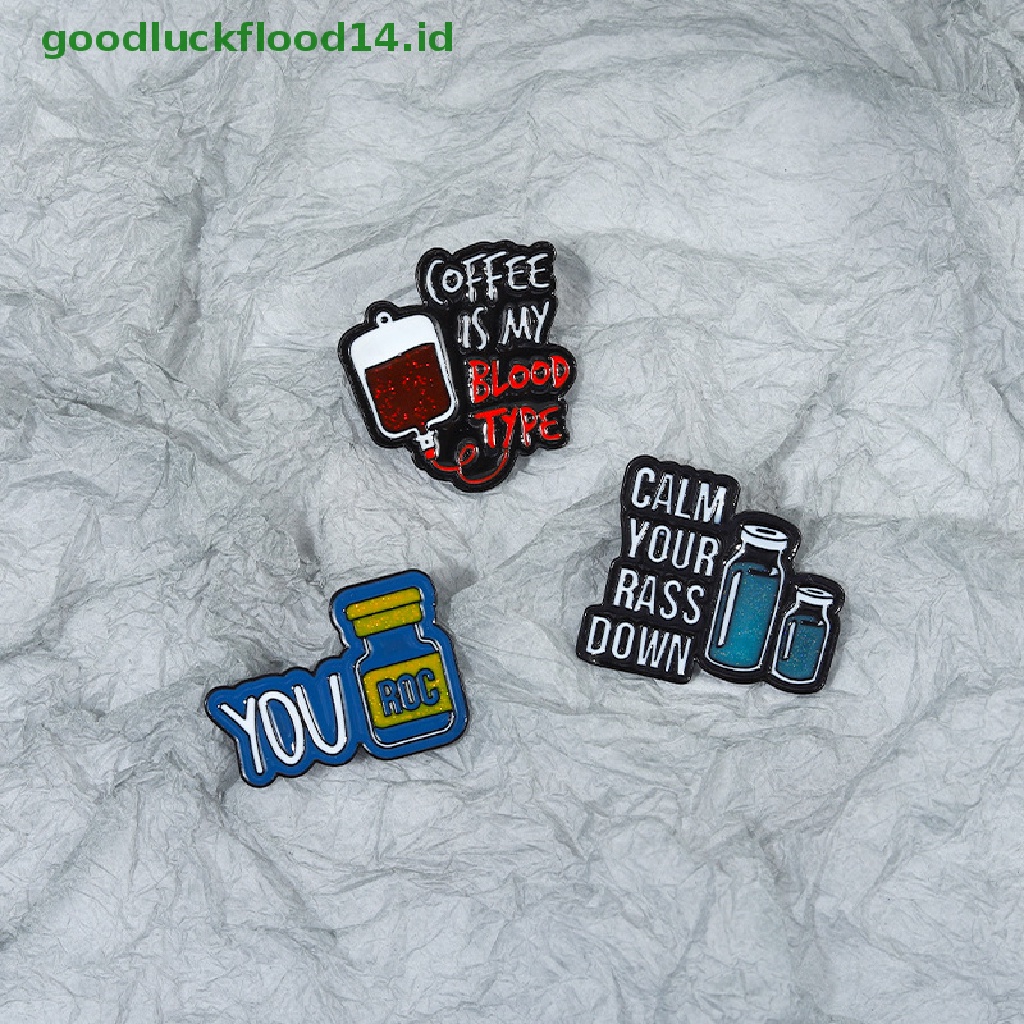 [GOOGFOUR] 1pcs Coffee is My Blood Type Enamel Pins Bros Calm Down You ROC Lapel Badges Punk Lucu Perhiasan Hadiah Untuk Teman Anak [TOP]