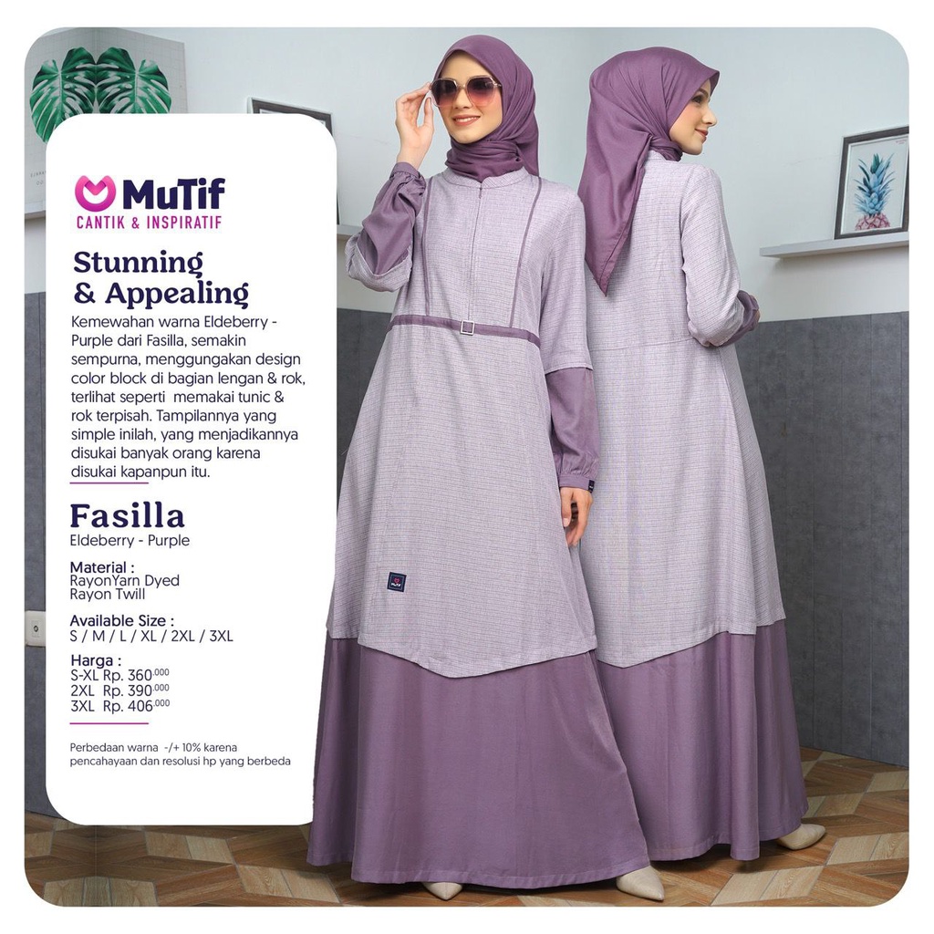 MuTif 100% ORI | Fasilla Eldeberry - Purple | Gamis MuTif