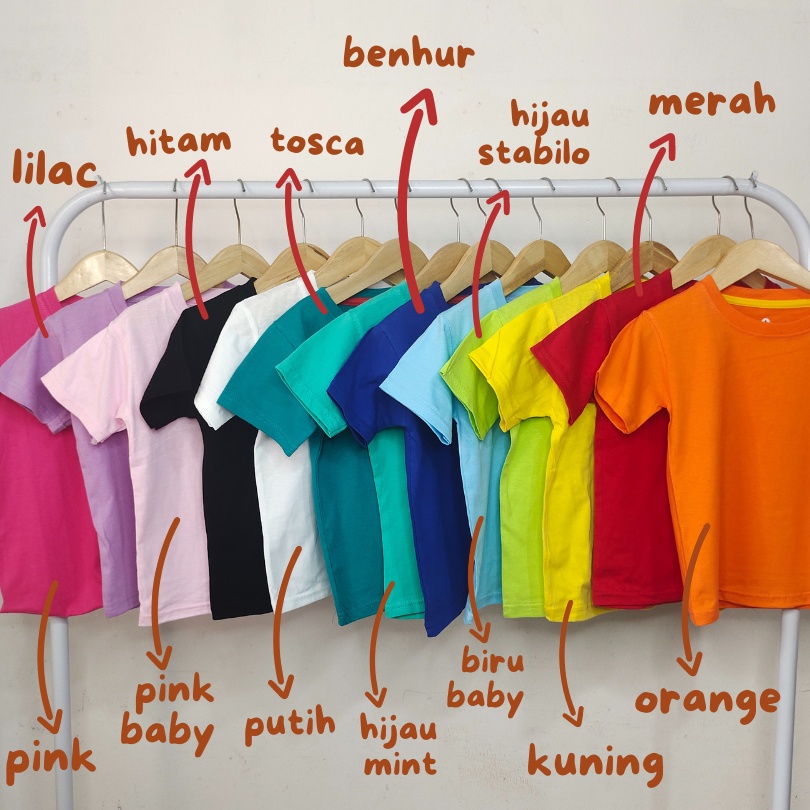 KAOS POLOS ANAK UNISEX Reguler Fit [Katun 100%]