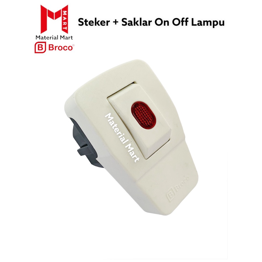 Broco Steker Saklar | Colokan Steker Saklar On Off White | Steker Lampu | Material Mart