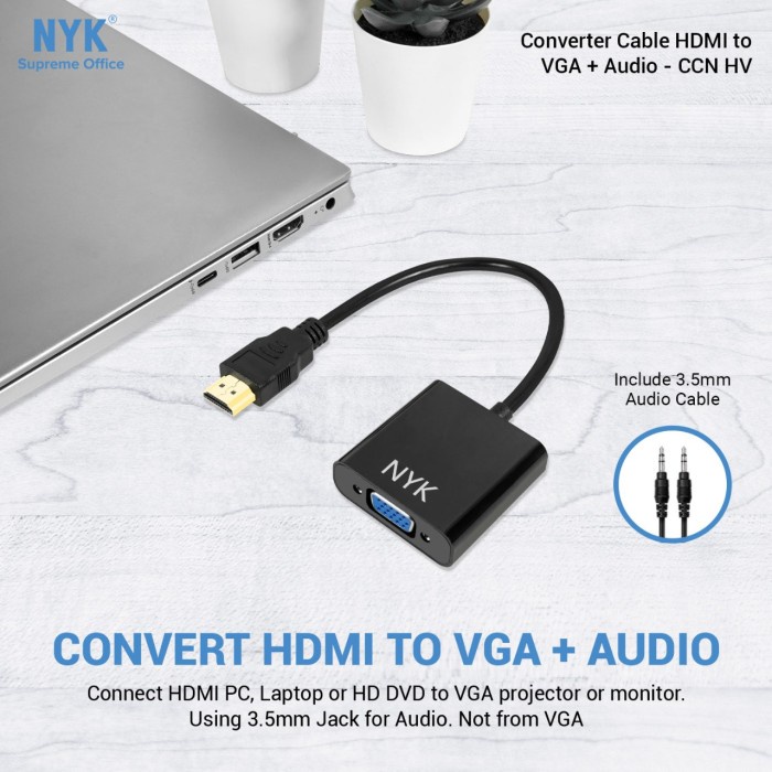 Converter Kabel NYK Supreme HDMI to VGA + AUDIO