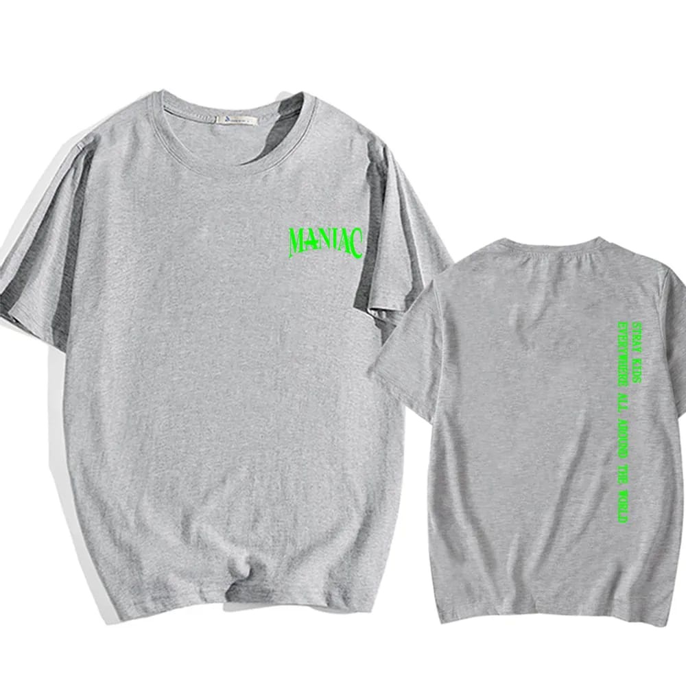 Kaos Stray Kids Maniac Kpop Wanita Lengan Pendek Oversize T shirt Stray Kids Maniac Unisex Kaos K-Pop Straykids Maniac Skz Skzoo Album Terbaru Baju Stray Kids Maniac Straykids Maxident Jumbo XXXL Tshirt Stray Kids Maniac 2ND World Tour KPop Idol Korea XXL
