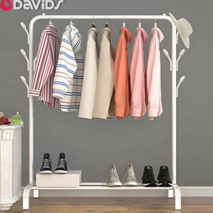 Hanger Rak Gantungan Baju Besi Cantolan Stand Hanger Single Jemuran Portable