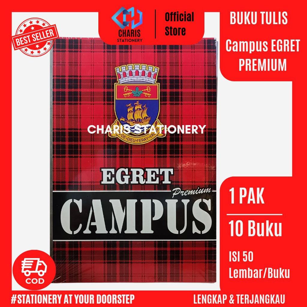 

CHARIS STATIONERY - Buku Tulis Campus EGRET Premium Isi 50 Lembar (10 Buku/Pak)
