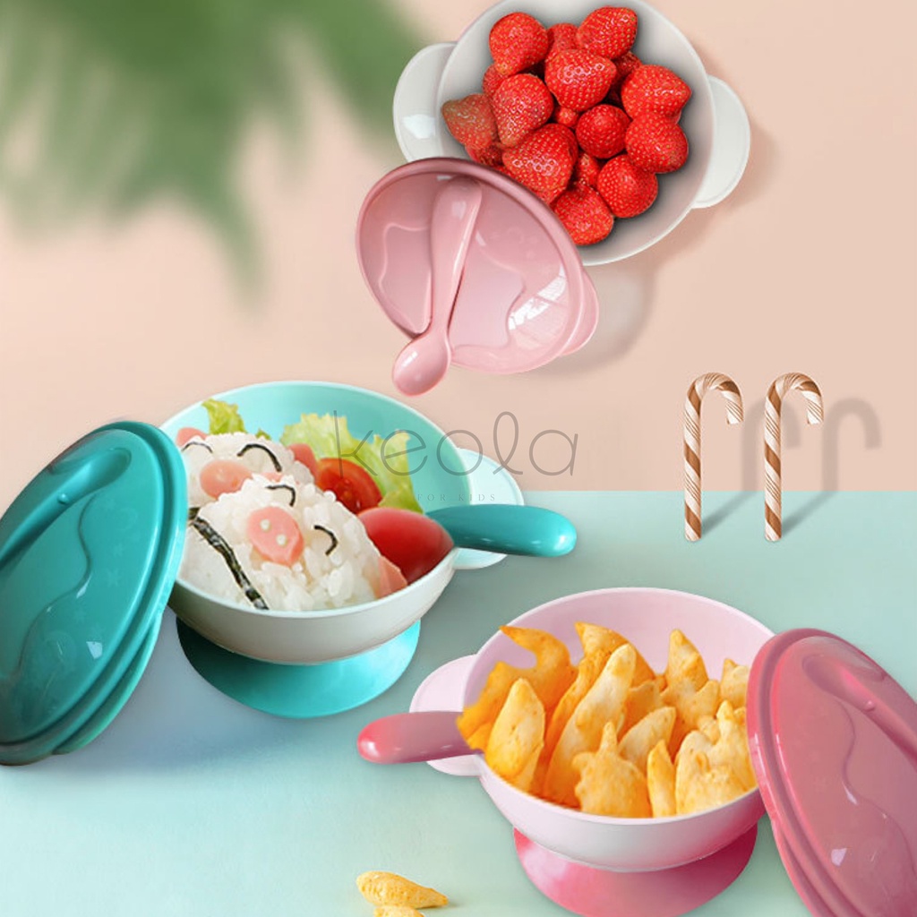 T24 - Keola Set Mangkok Suction Mpasi Anak Bayi | Suction Bowl Anak | Mangkok Anti Slip