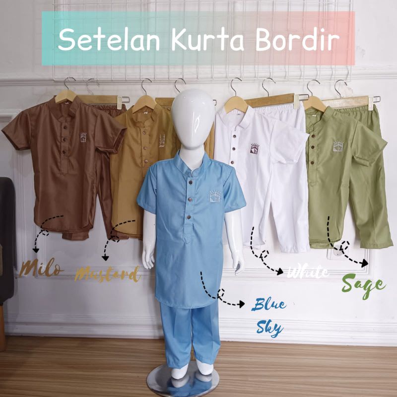 SET KURTA ANAK BORDIR / BAJU MUSLIM ANAK / BAJU STELAN KOKO TOYOBO ANAK