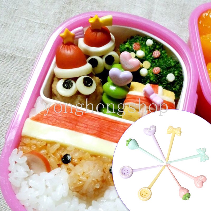 8pcs / set Garpu Buah / Dessert / Snack / Bento Mini Reusable Bentuk Strawberry Untuk Pesta