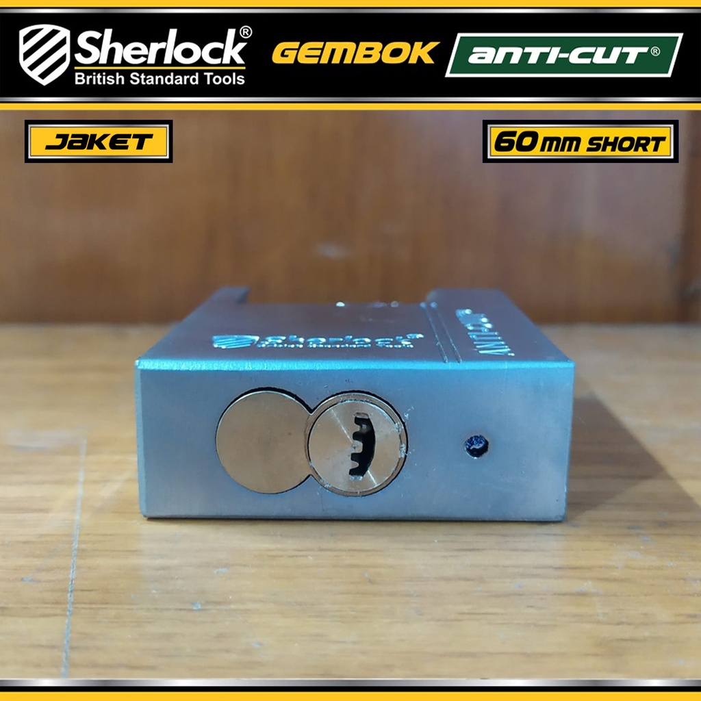 Gembok Original Sherlock Tools ANTI CUT Jaket 60 mm Pendek