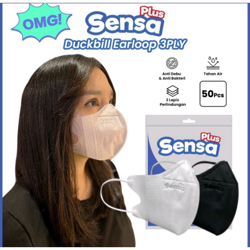 Masker Duckbil 3ply Earloop SENSA PLUs isi 50pcs