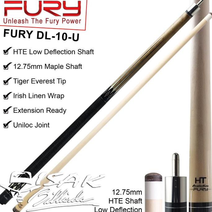 Fury Dl-10 Maple Pool Cue - 13 Mm - Billiard Stick Stik Biliar Bilyar