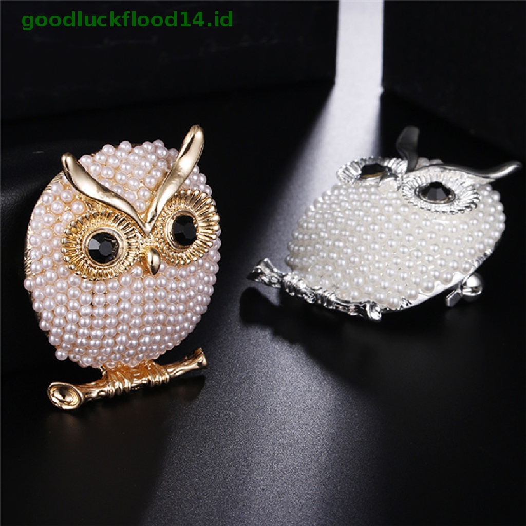 [GOOGFOUR] Owl Bros Pin Mutiara Lapis Emas Bros Lencana Baju Setelan Perhiasan Aksesoris [TOP]