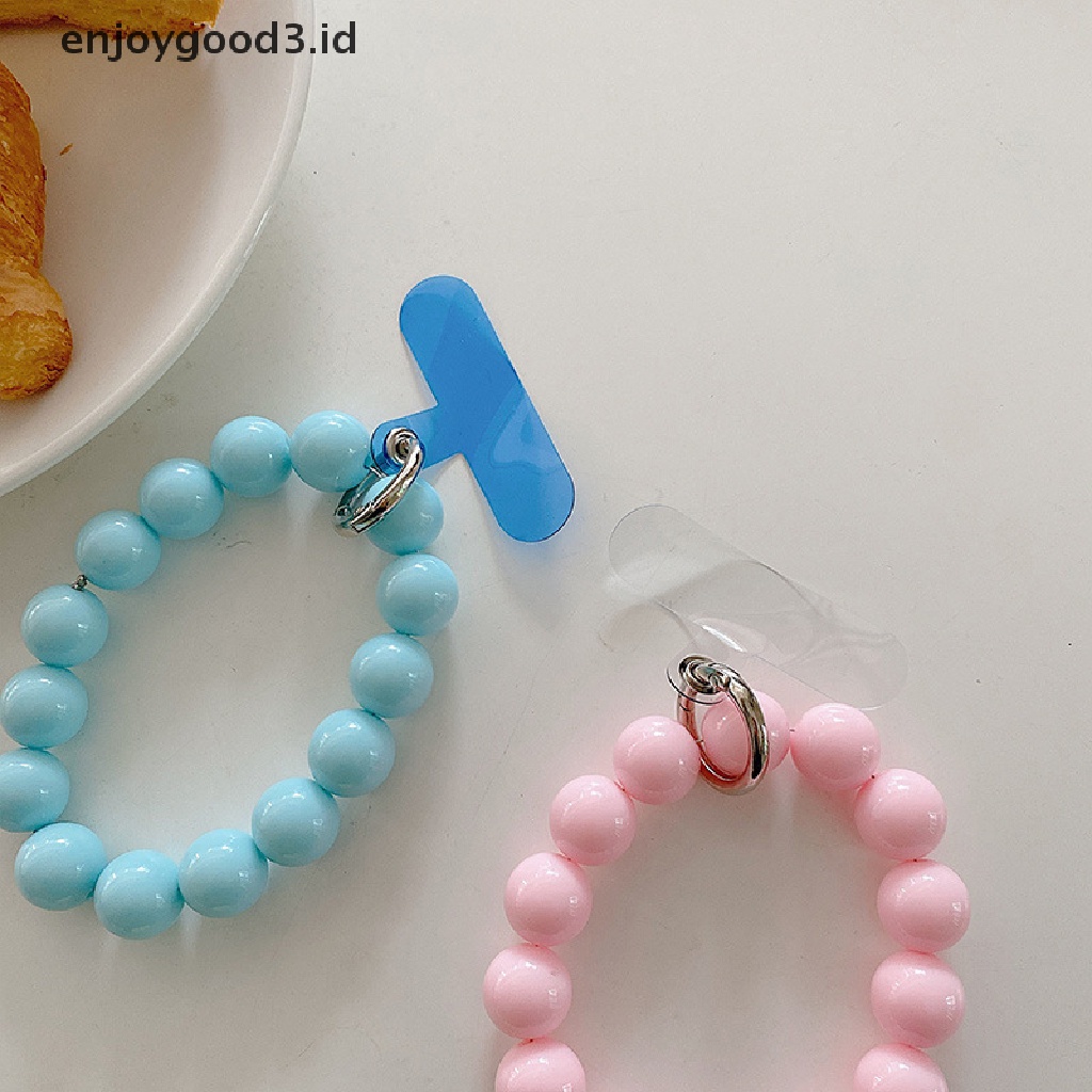 [Rready Stock] Lucu Permen Warna Ponsel Lanyard Akrilik Manik Bulat Rantai Portabel DIY Kasus Ponsel Aksesoris Hias Buatan Tangan Manik-Manik Gelang Tali Pergelangan Tangan Lanyard Telepon (ID)