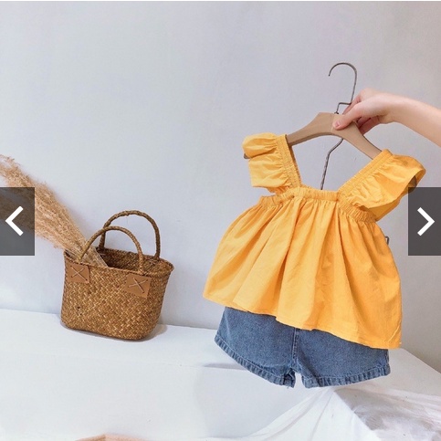 Ensi Sabrina anak Korean style /atasan anak Perempuan / Sabrina serut Balita 1-8 tahun