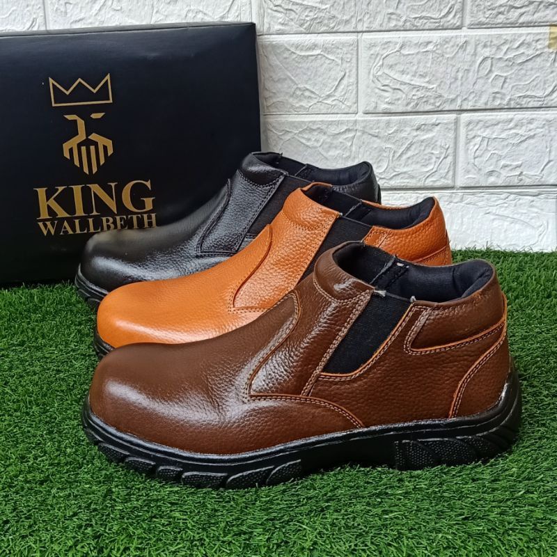 Sepatu Safety boots KING WALLBETH ORIGINAL KULIT SAPI ASLI SEPTI PROYEK , TAMBANG , BENGKEL , KITCHE