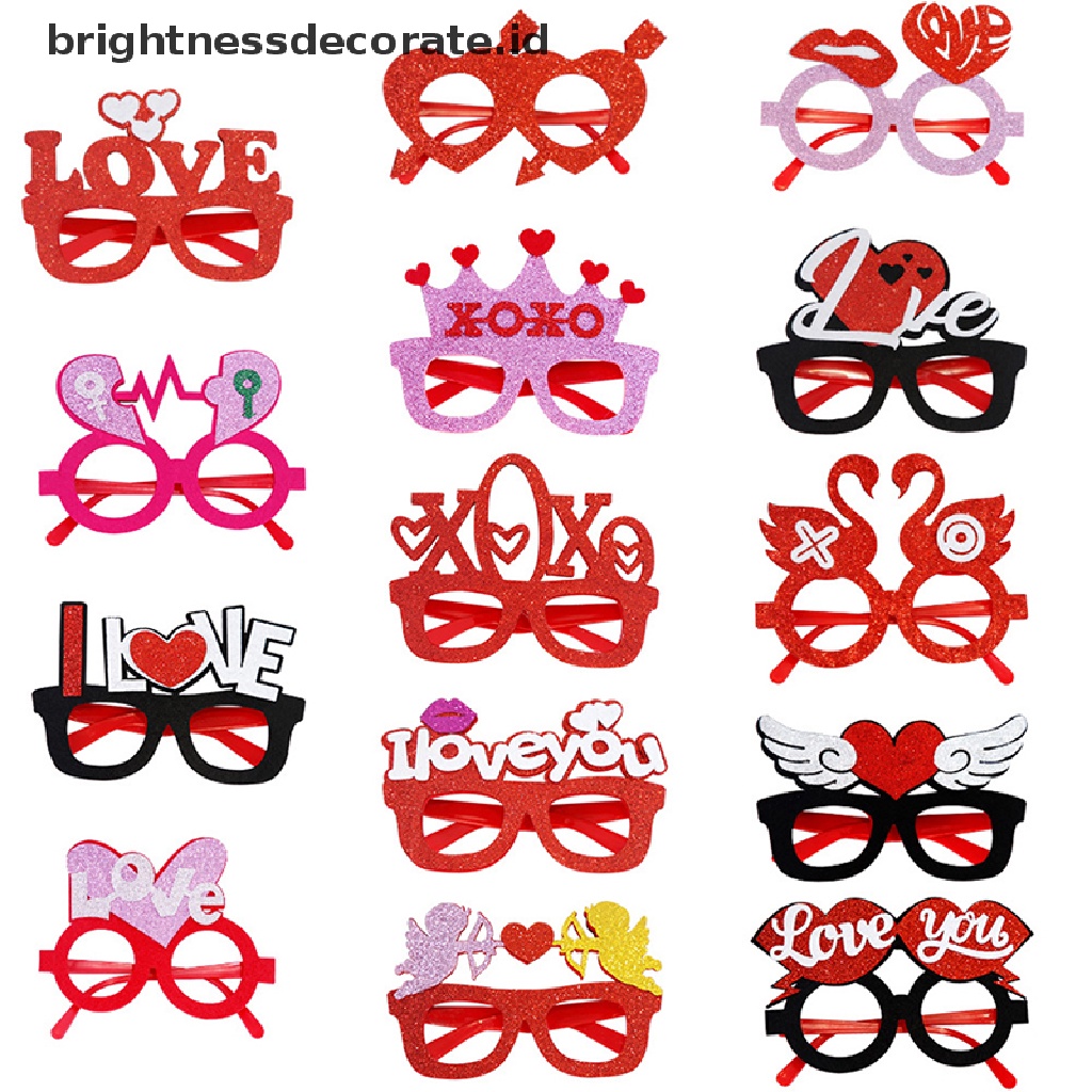 [Birth] 2023kacamata Dekorasi Pesta Valenes Day Gelas Plastik Valene Paper [ID]