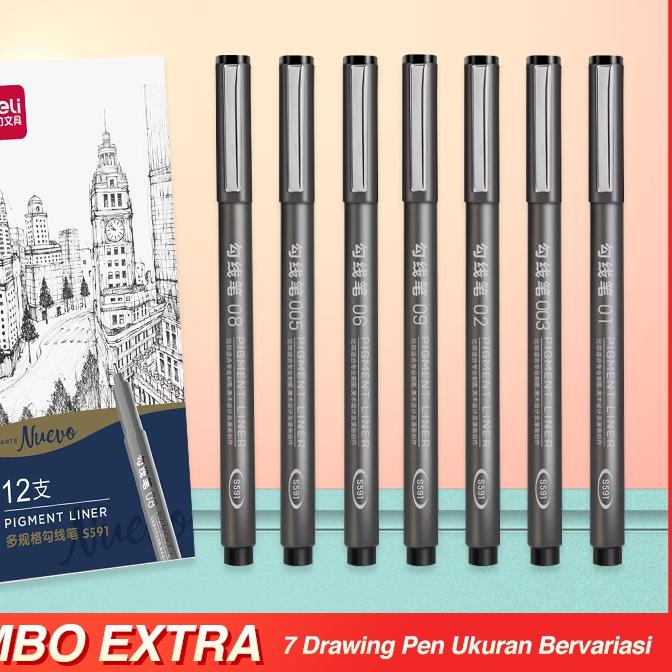 

DS2D⋆ DELI COMBO Drawing Pen/Pulpen spidol gambar/Pigmen liner ukuran bervariasi Oke Price