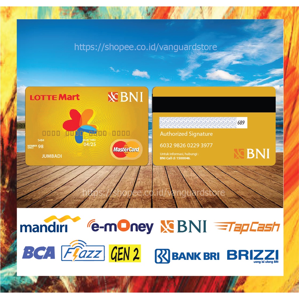 KARTU E MONEY E TOLL KARTU BNI MASTERCARD ORANGE DEBIT CREDIT EMONEY MANDIRI FLAZZ BCA BNI TAPCASH BRIZZI BRI - 2 SISI