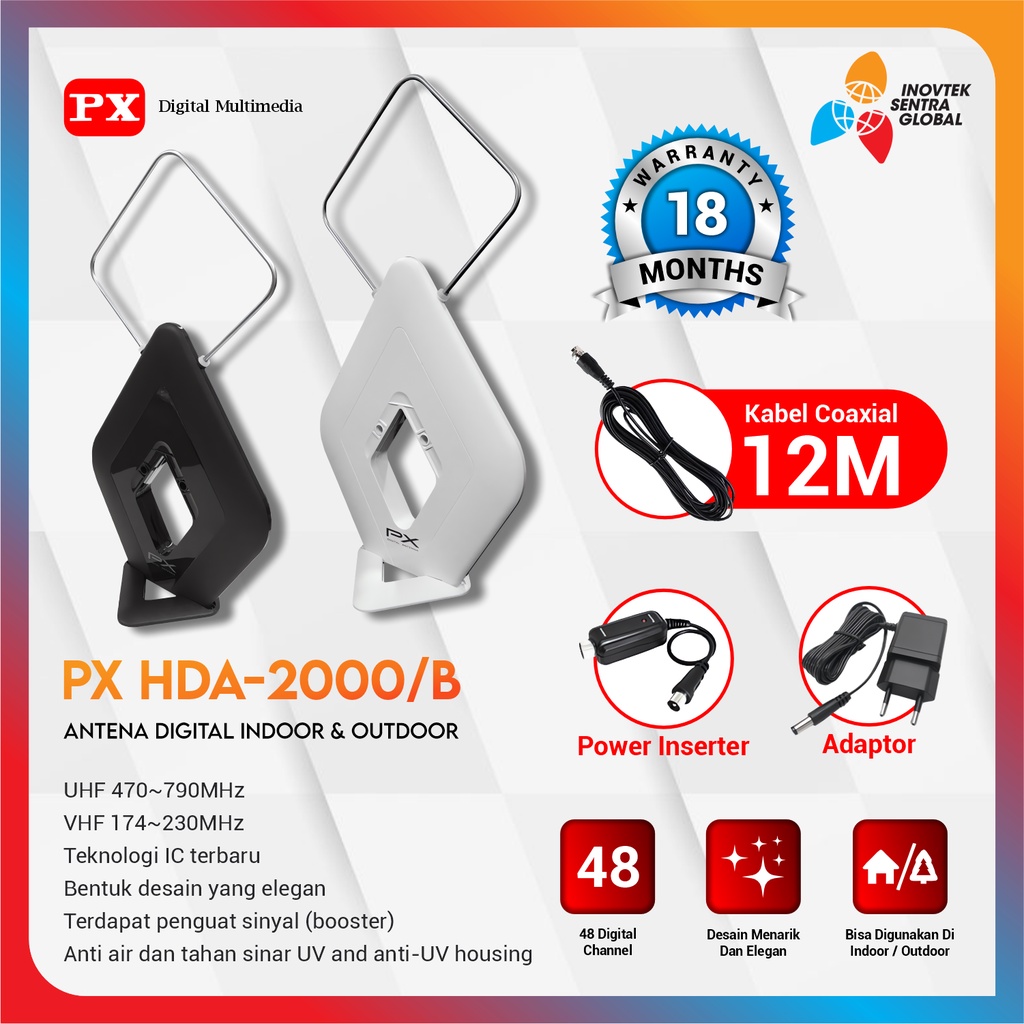 PX HDA-2000 HDA-2000B Antena TV Digital Analog Indoor Outdoor