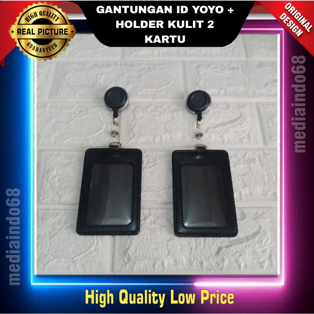 

GANTUNGAN YOYO ID CARD PUTAR - HOLDER KULIT 2 KARTU