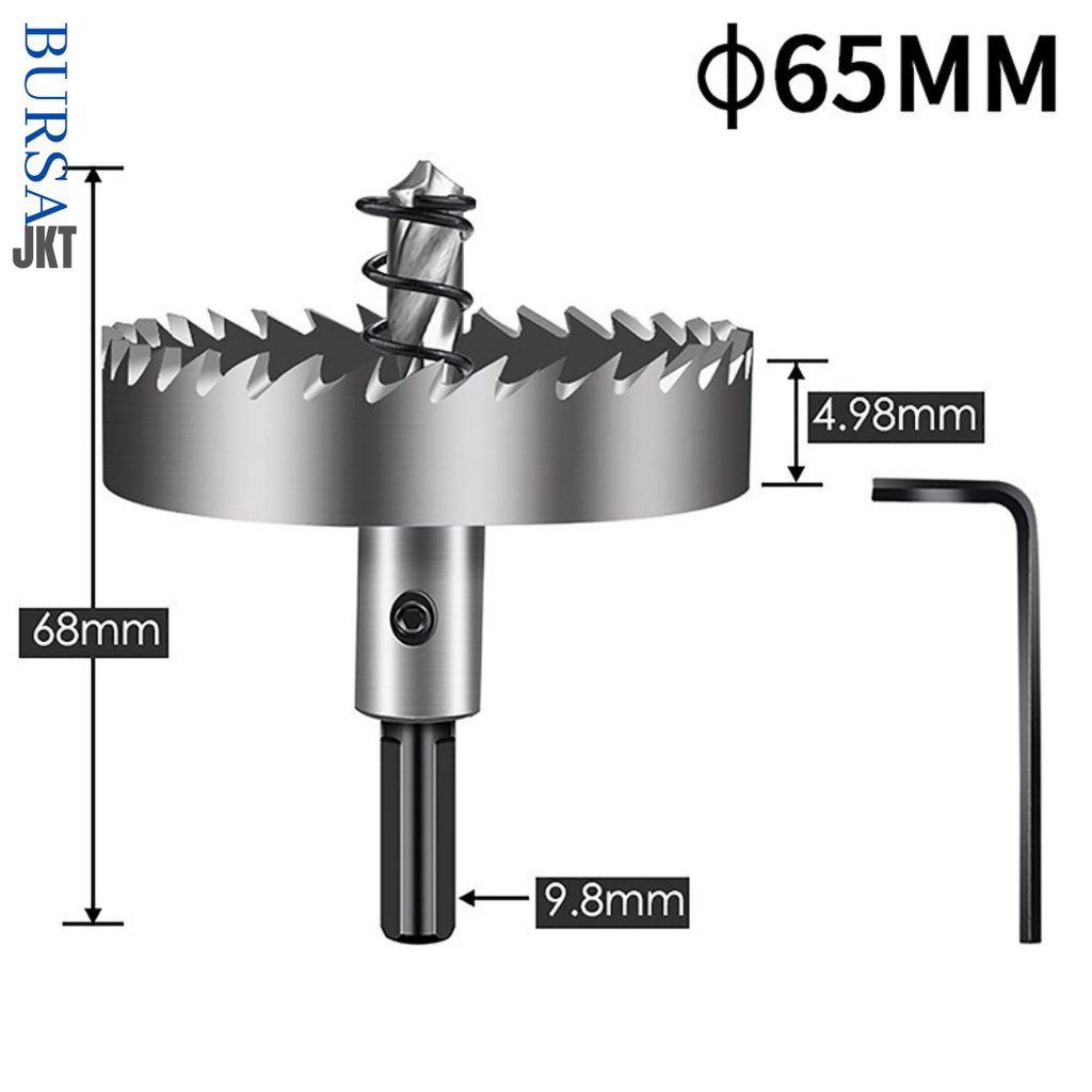 MATA BOR HOLE SAW STAINLESS STEEL PELUBANG BESI PLATE METAL DRILLING LOGAM 65 MM