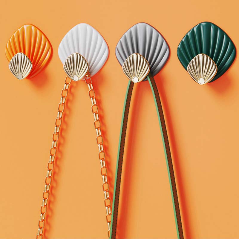 4pcs Kepribadian Kreatif Bentuk Kerang Gantungan Dinding Kait Punch-free Kait Perekat Kuat Kamar Mandi Dapur Dinding Kait Tempel Mulus