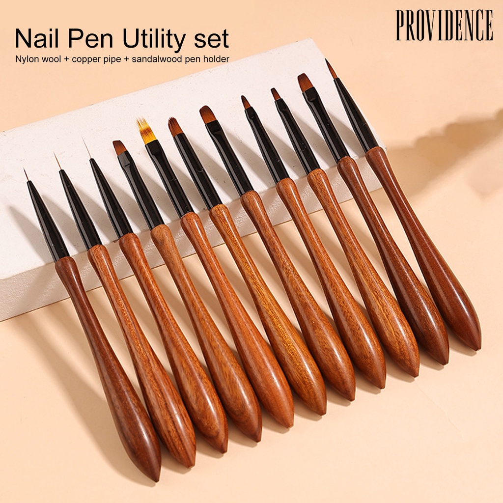 Providence Pena Lukisan Kuku Bulu Lembut Tidak Geser Halus Brush Stroke DIY Labu Gagang Cendana Pen Holder Paku Garis Penarik Pen Nail Salon Supply