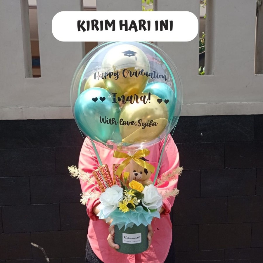 Jual Bucket Balon Coklat Silverqueen Boneka Hiasan Bunga Kado Wisuda Ulang Tahun Grand