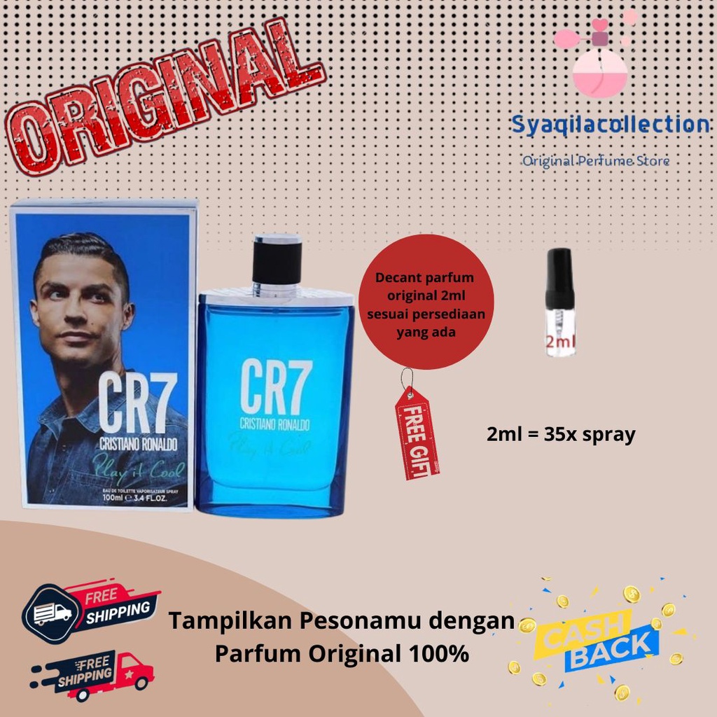 Parfum Parfume Asli Perawatan Kecantikan Original Import Branded Pria Laki Laki Cowok Chri***ano Ro***do CR7 Play It Cool For Men EDT 100ml