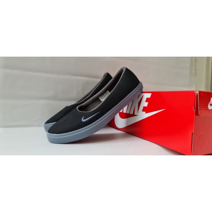 Flatshoes Sepatu Wanita Nike Balet Flat Shoes Slip On Sepatu Casual Cewek - 36, HITAM ABU(A7L3) BAHA
