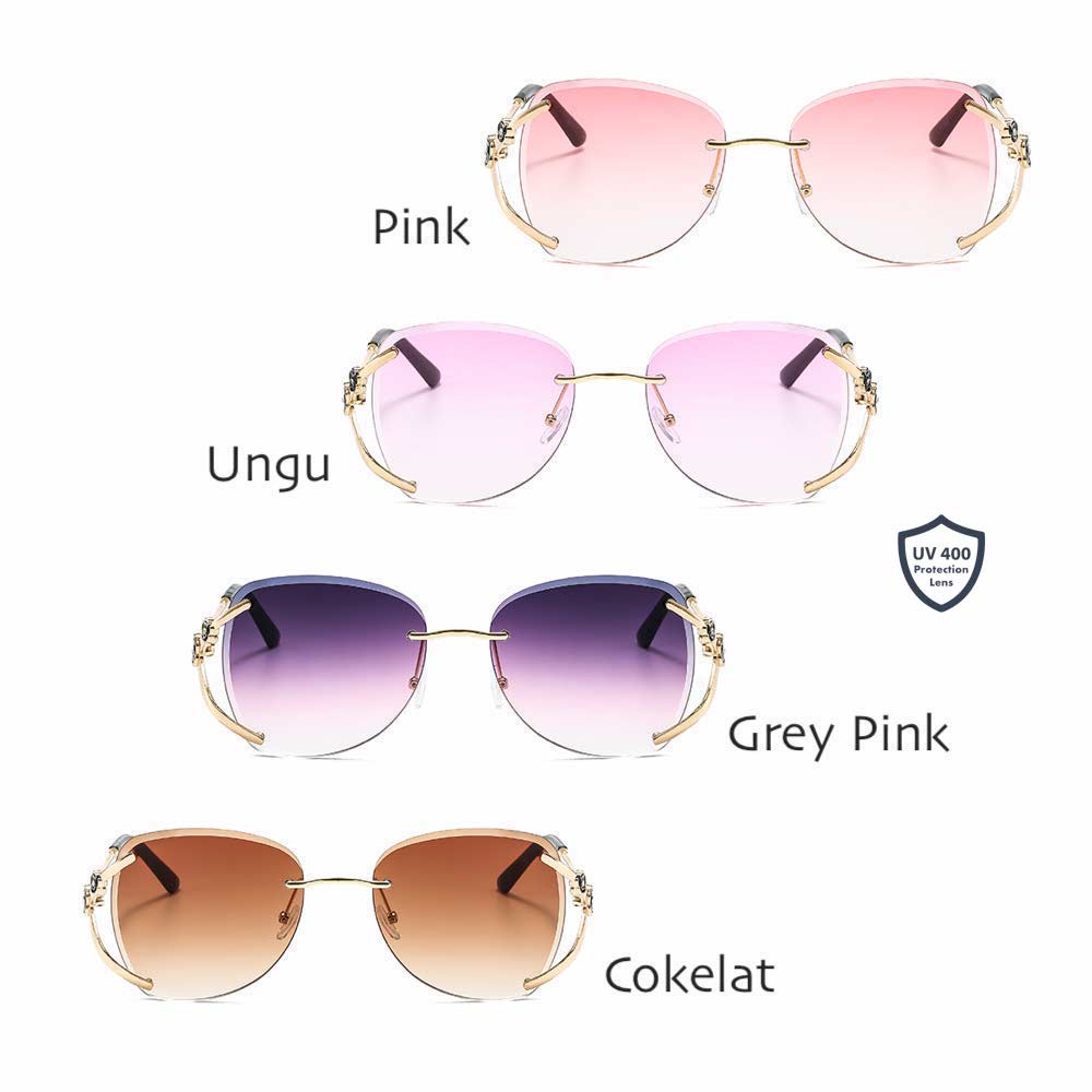 Kacamata UV400 [ Cokelat ] Anti Radiasi - Sunglasses Wanita Korea - HM8152