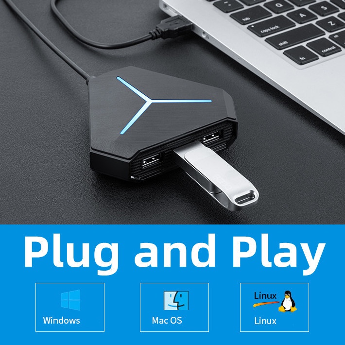 Hub USB Multifungsi Hub USB 6port (3Port USB3.0+3Port USB+TF/SD Card+Port headset+MIC Port) Support PD Fast Charge