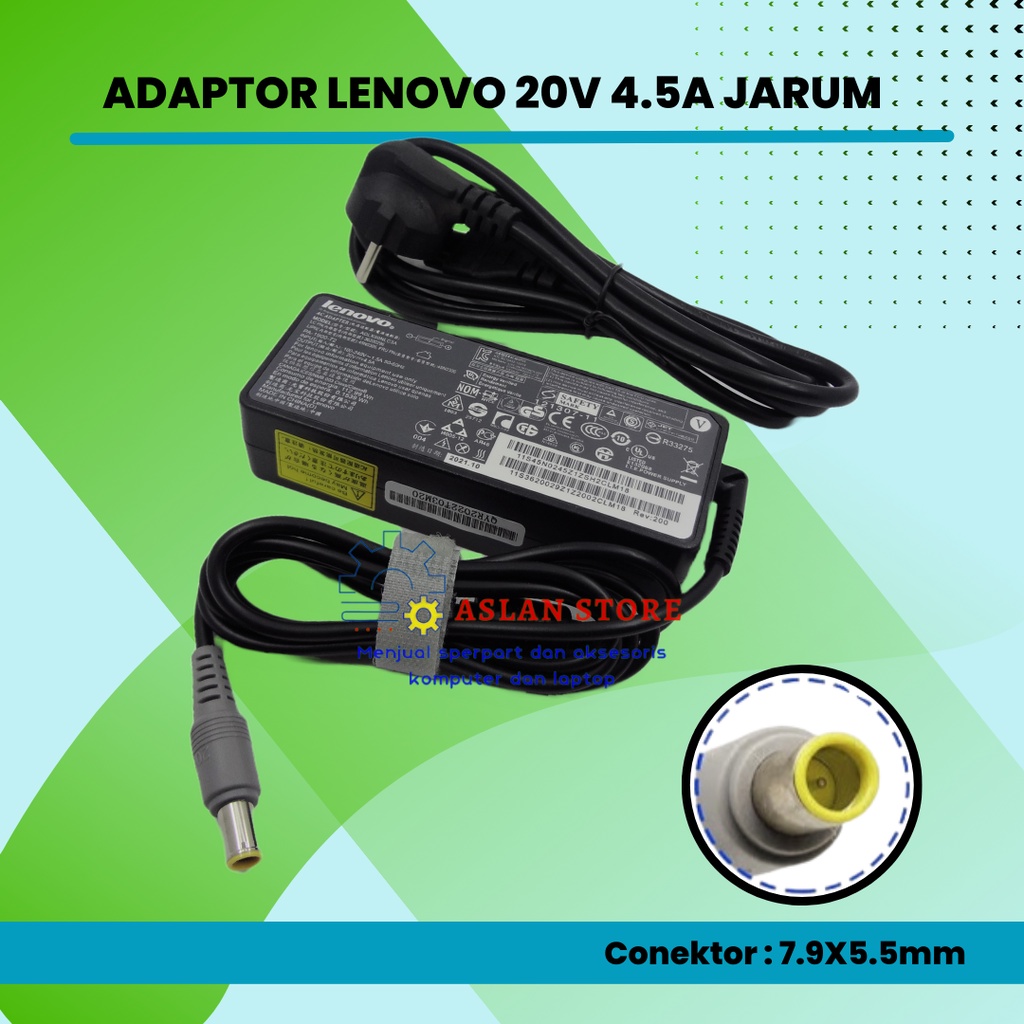 Adaptor Charger Lenovo AC 20V 4, 5A 90W untuk IBM Lenovo ThinkPad X230 X230i X120 L330 L521 X131e