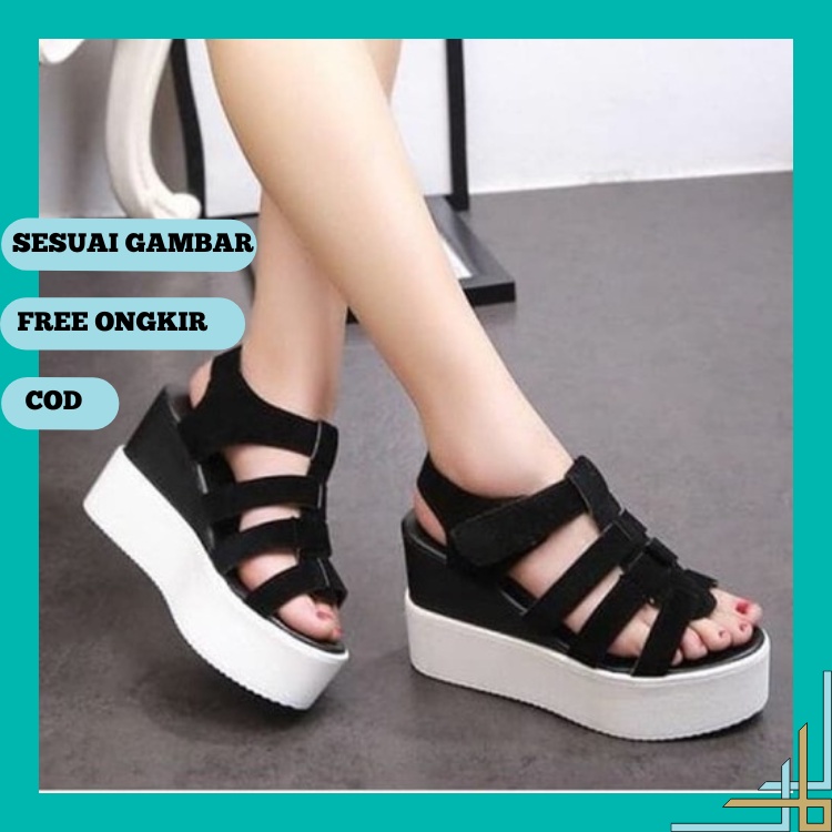 Sandal Sendal Wedges Wanita Cewek Korea Kekinian Terbaru Cantik Murah Remaja Lebaran