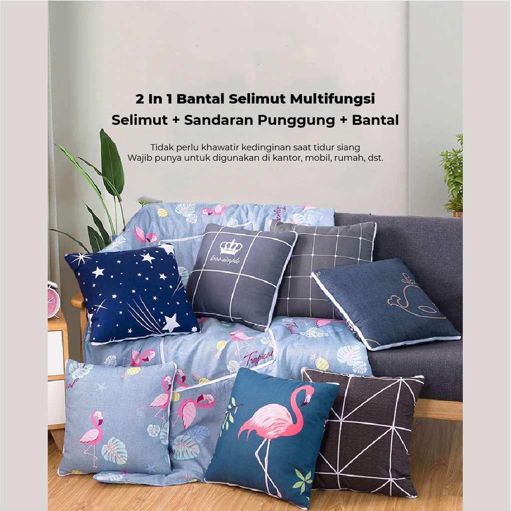 Bantal Selimut Karakter 2 in 1 Balmut Dewasa Tebal Bantal Traveling Bisa Dilipat Bantal Tidur