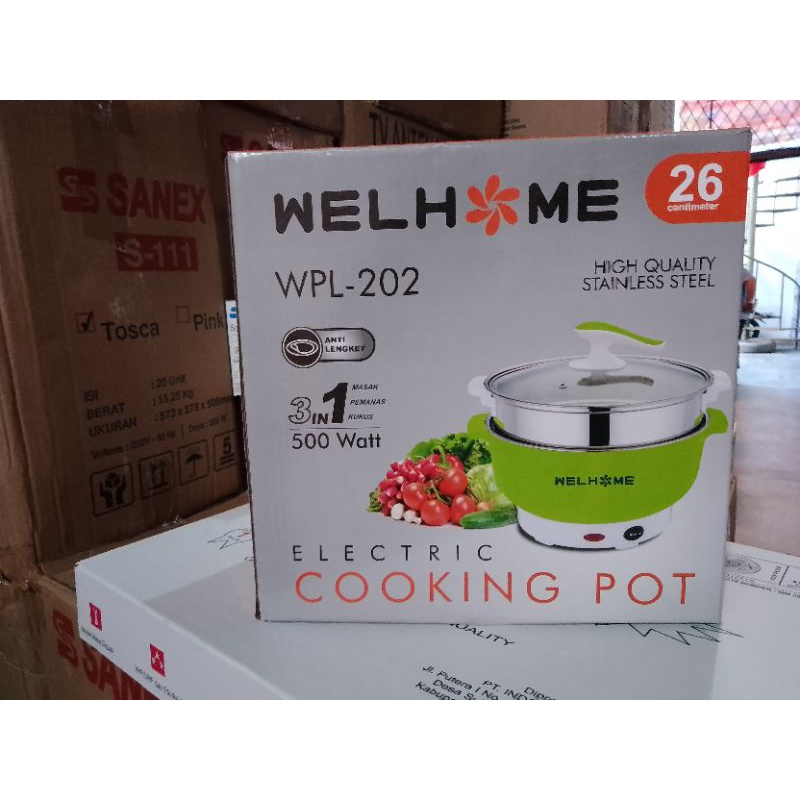 Panci elektrik Welhome WPL 202 / panci serbaguna welhome 3in1 / cooking pot steamer