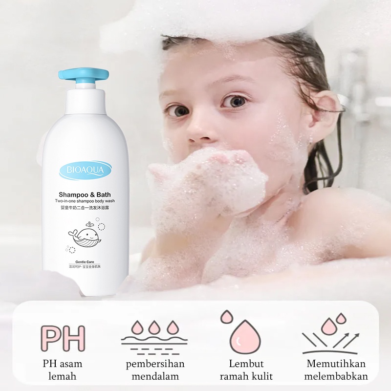 Sabun mandi bayi Sabun mandi cair Sabun pemutih badan Sampo anti ketombe Sampo bayi Anti-dandruff shampoo 500ml Botol untuk penggunaan ganda, bisa keramas dan mandi dan tidak menyebabkan iritasi