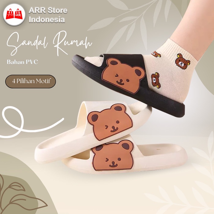 Sandal Wanita Flip Flop Empuk Sendal Slip-on Lucu Cute Bear Import