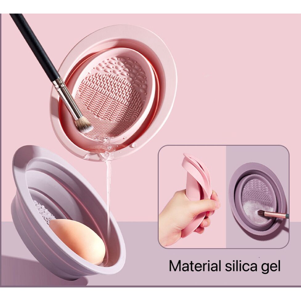 Portable silicome Sikat makeup Lipat Pembersih Mangkok Alat makeup Untuk concealer brush clean