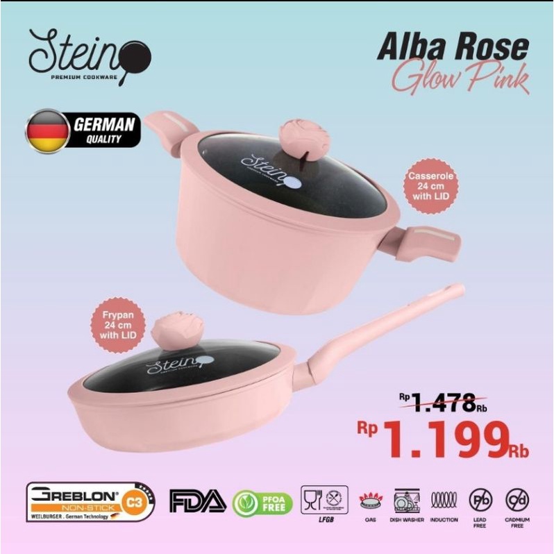 STEIN Glamour Rose set 4 in 1 Panci set Steincookware Glamour Rose Panci Steincookware Granite German