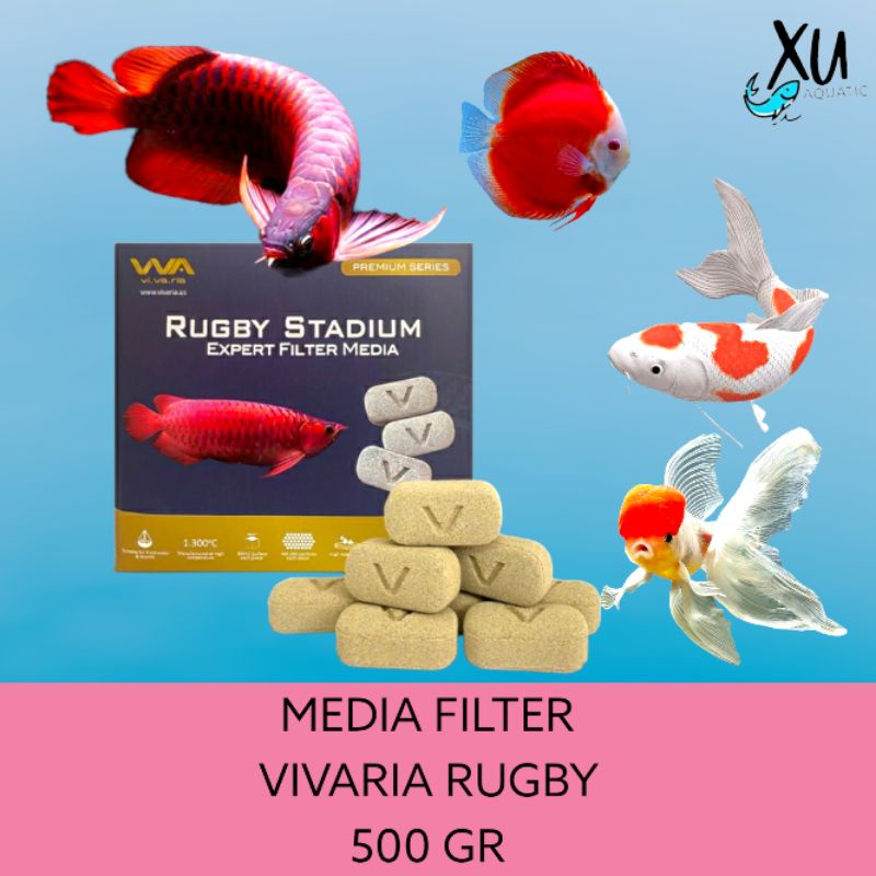 VIVARIA RUGBY STADIUM 500 GR MEDIA FILTER BIOLOGIS RUMAH BAKTERI BIO AQUARIUM KOLAM