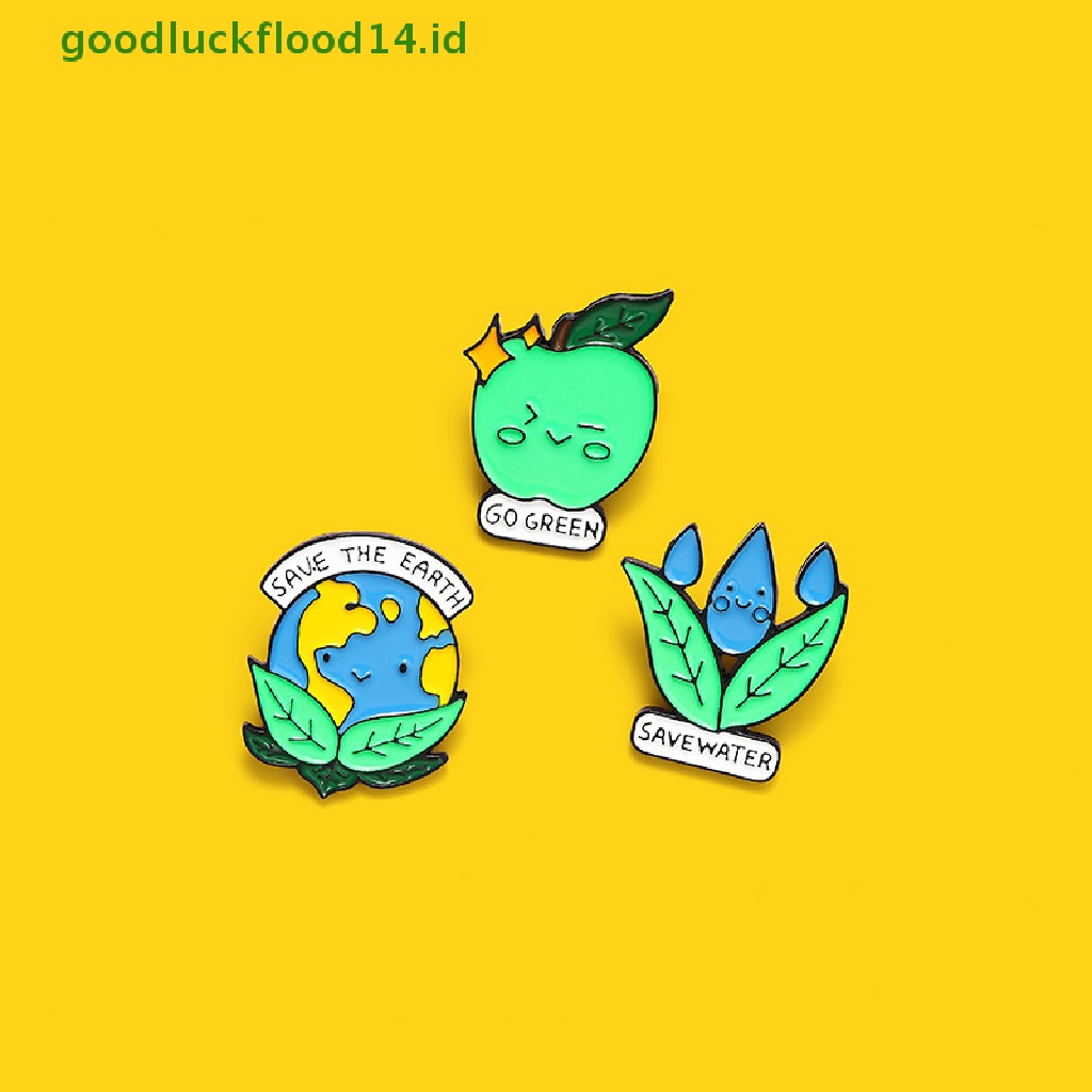 [GOOGFOUR] Save the Earth Enamel Protect Environment Bros Tas Pakaian Kerah Pin Lencana [TOP]