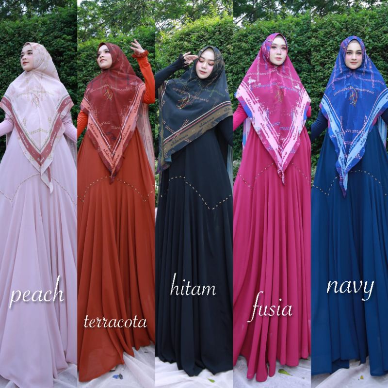 Jual Alora Series Eldeena Syari By Kanaya Original Gamis Ceruty Babydoll Printing Digital Mix