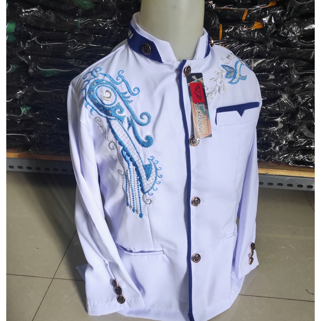 Jas Anak Putih / Koko Bordir Anak SD /  / Baju Anak  / Jasko Atasan Anak Pakaian Muslim Anak Pria