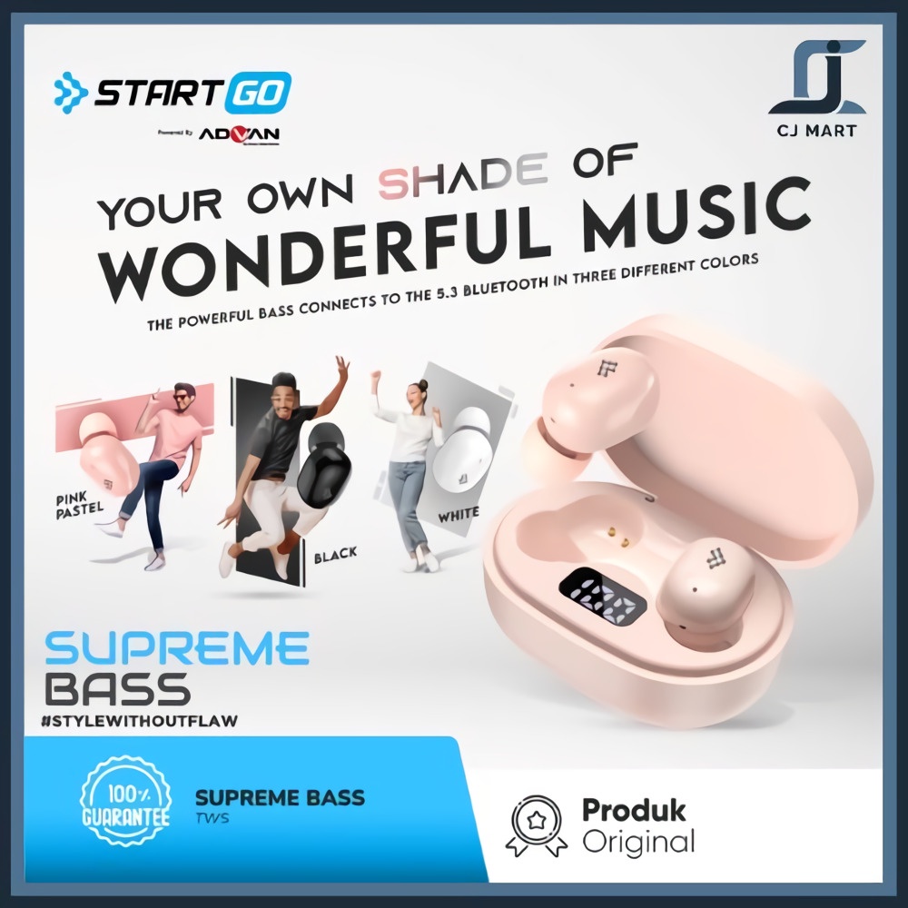 StartGo SUPREME BASS In-Ear TWS Earphone Bluetooth 5.3 Garansi Resmi