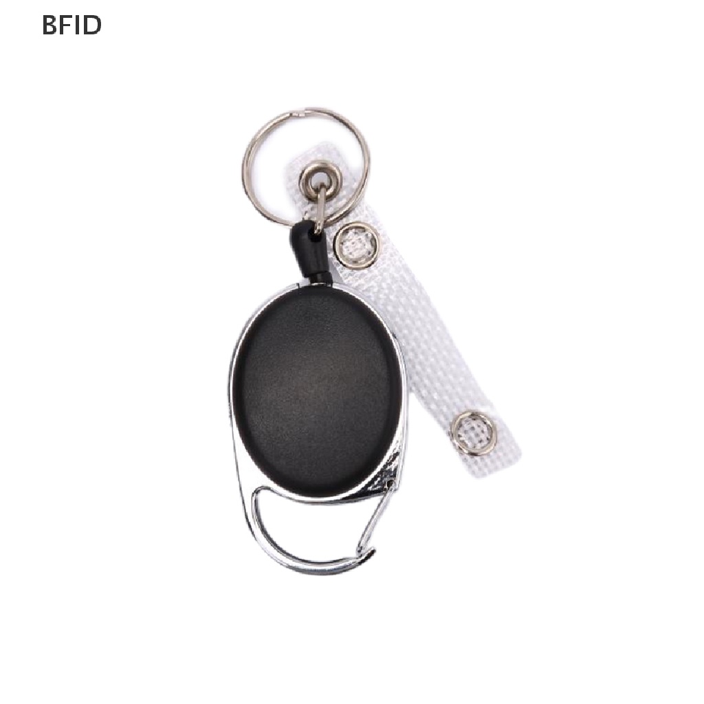 [BFID] 1pc Tali Kawat Hitam Gantungan Kunci Keyring Steel Cord 60cm Retractable ID Card Holder [ID]