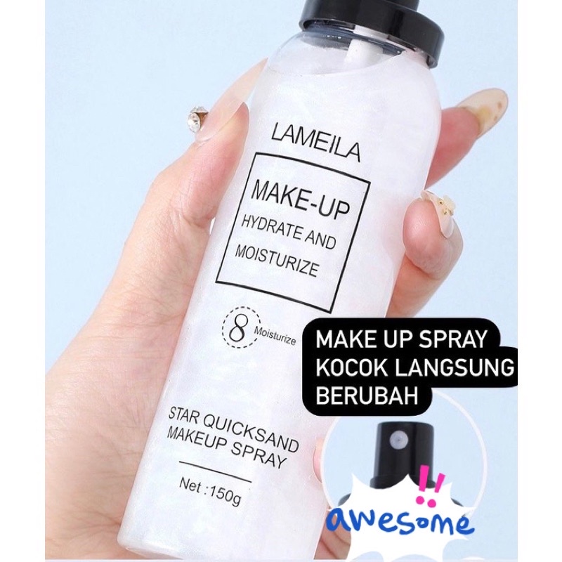 READY BANYAK GRATIS ONGKIR {Kirim instant Cod Medan Termurah}LAMEILA Star Quicksand Make Up Spray 150ml Hydrate And Moisturize makeup spray lameila LA161