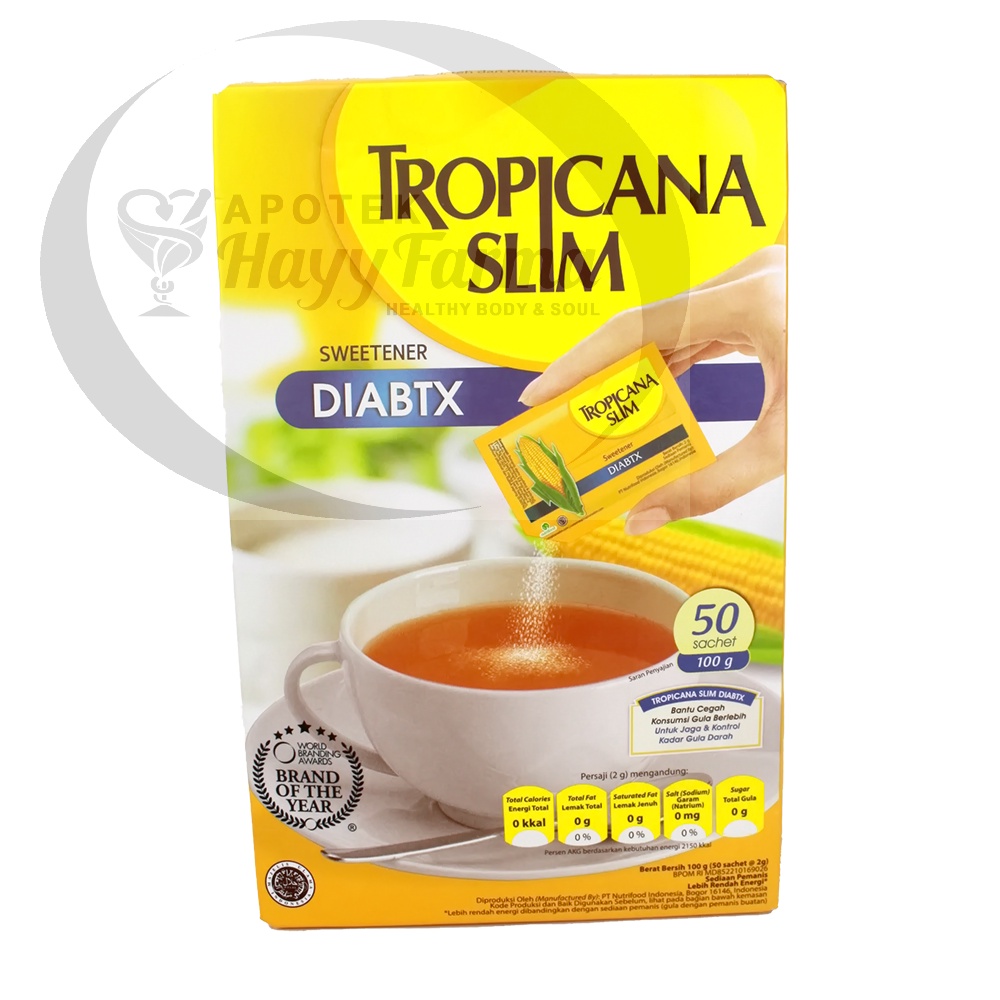 

Tropicana Slim Sweetener DIABTX 25 Sachet, 50 Sachet, 100 Sachet