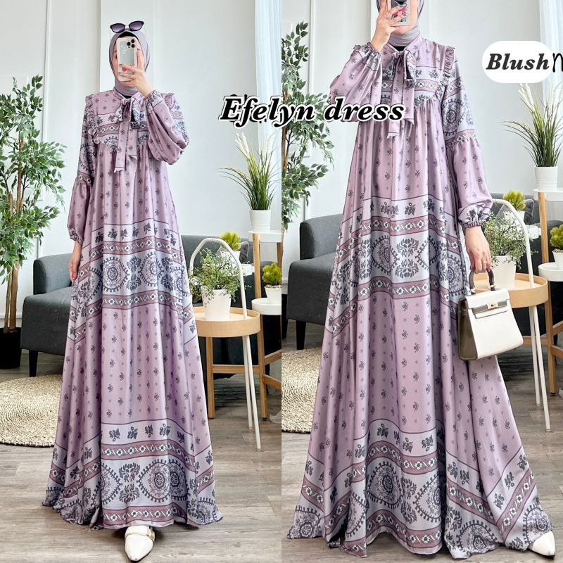 NEW EFELYN DRESS RAYA DRESS SILKY BROWN DRESS MEWAH PREMIUM